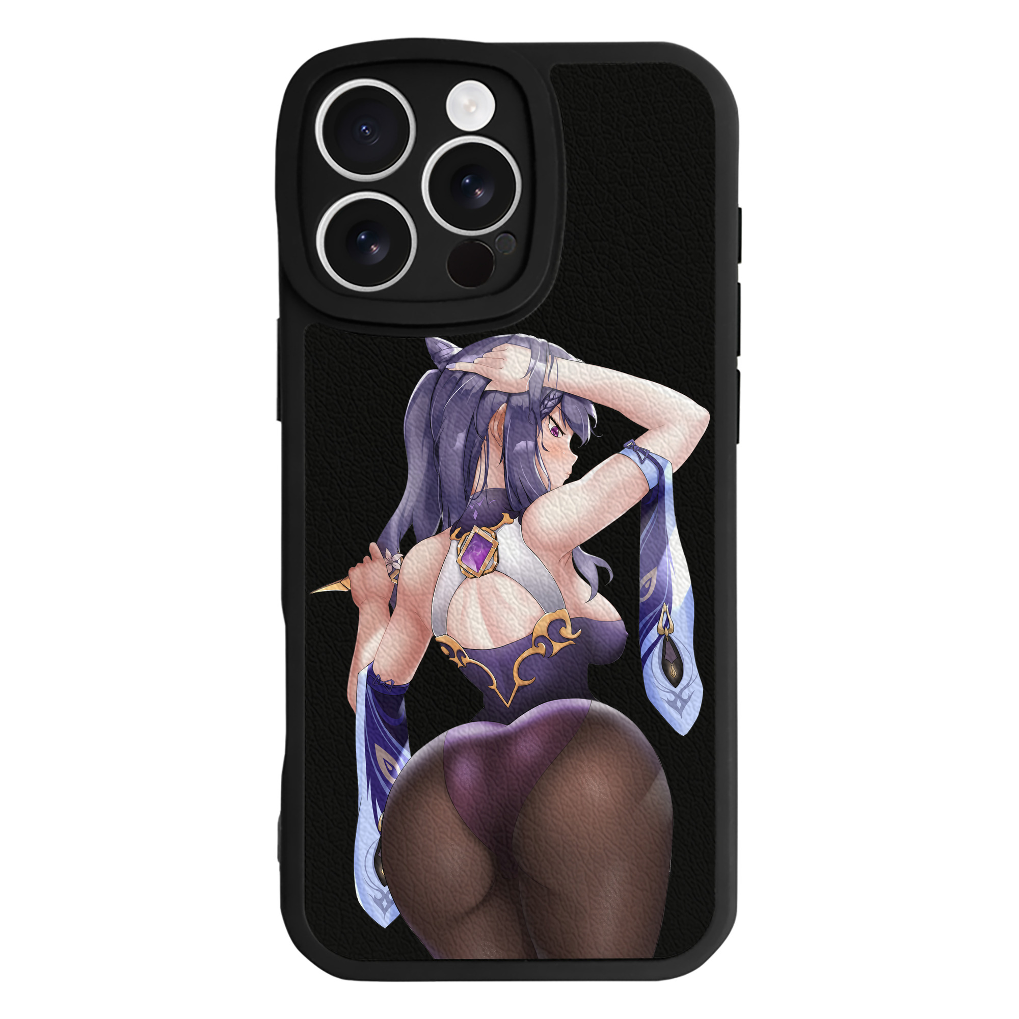 げんし神 刻晴 こくせい genshin Kokusei 【iPhone 16シリーズ対応】シリコンスマホケース（レザー調） 材質：シリコン